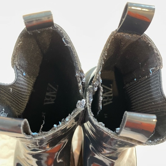 ZARA Chelsea Ankle Boots Black Combat Beatles Women’s Zippered Rubber Soles Goth - Picture 9 of 10